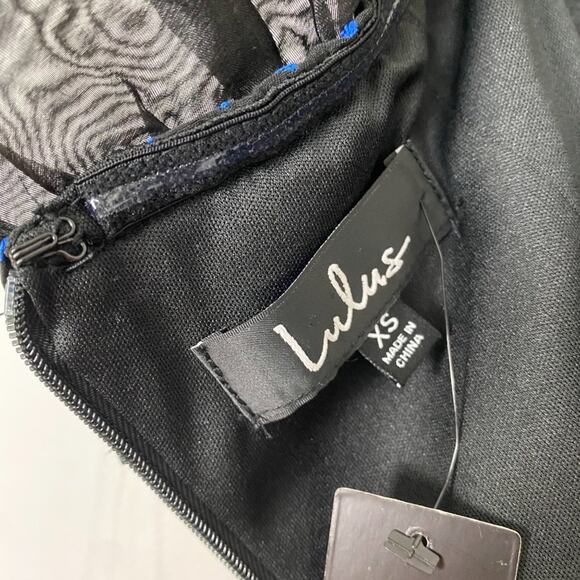 Lulus Lovely Night Jacquard Dress Womens XS Blue Polka Dot Off the Shoulder NWT - Picture 10 of 12